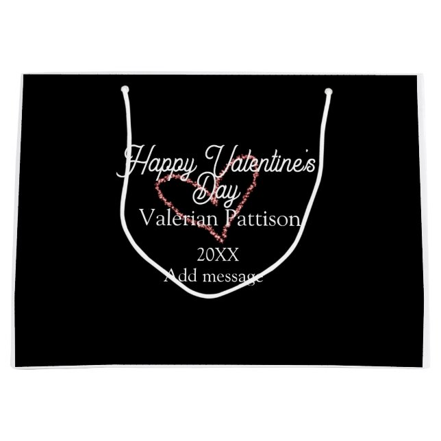 Happy Valentine's day red glitter heart black name (Framsidan)