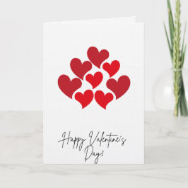 Happy Valentine's Day Red Hearts Card Helgkort