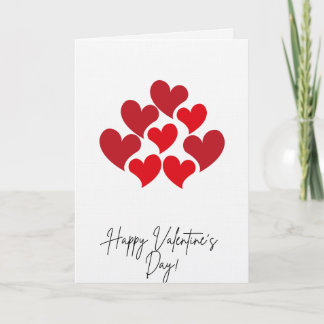Happy Valentine's Day Red Hearts Card Helgkort