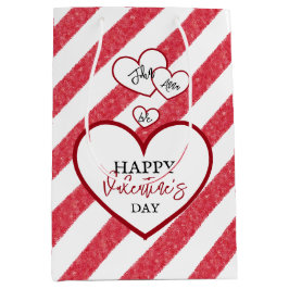 Happy Valentine's Day Red Hearts Chalk Stripes