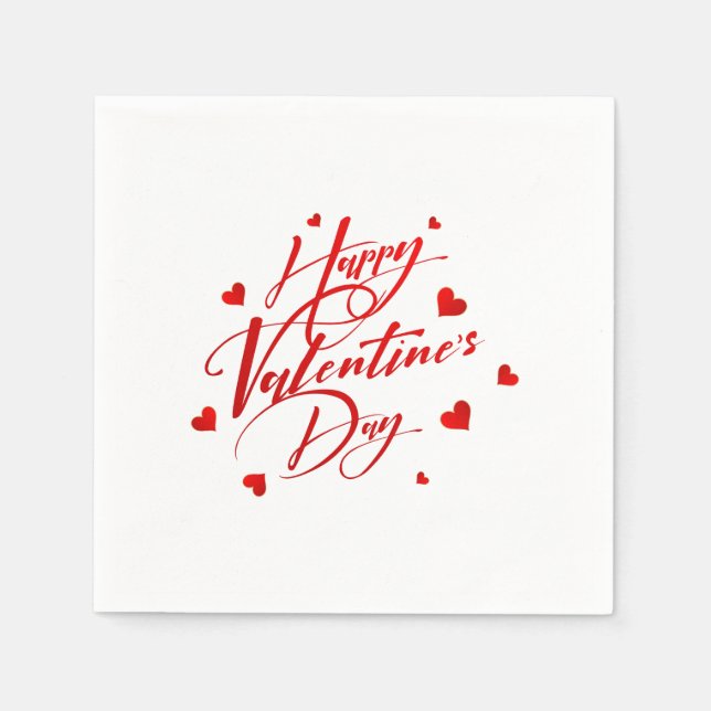 Happy Valentine's Day Red Typography and Hearts Pappersservett (Framsidan)