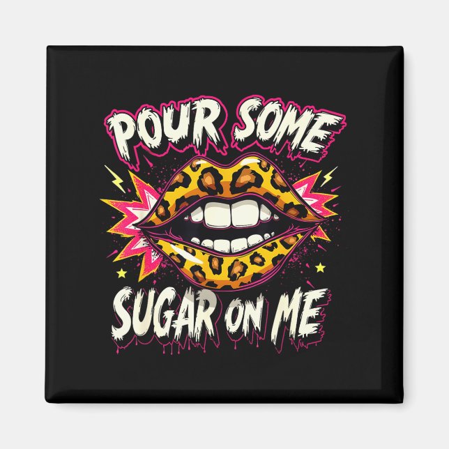 Happy Valentine's Day Retro Leopard Lips Ur Some S Magnet (Framsidan)