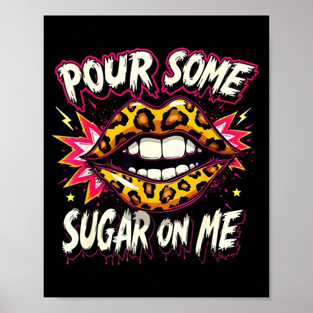 Happy Valentine's Day Retro Leopard Lips Ur Some S Poster (Framsidan)