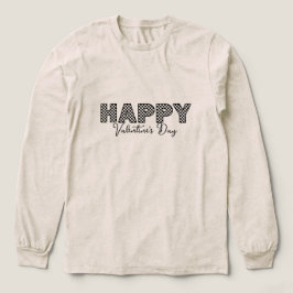 'Happy Valentine's Day' Rutiga Bokstäver Rolig Mys T Shirt