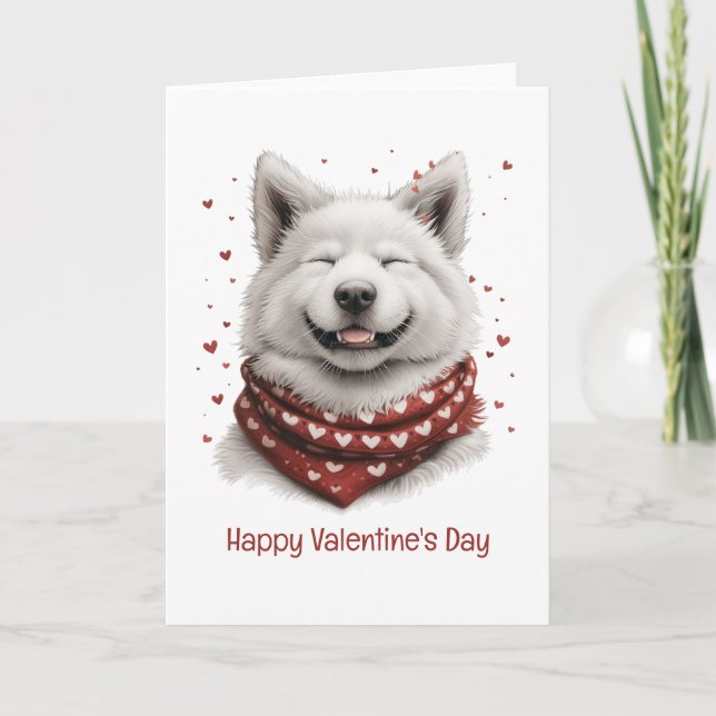 Happy Valentines Day Samoyed Dog Helgkort (Framsida)
