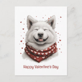 Happy Valentines Day Samoyed Dog Vykort