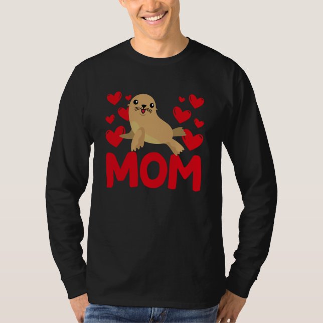 Happy Valentine's Day Sea Lion Mom Mothers Day Val T Shirt (Framsida)