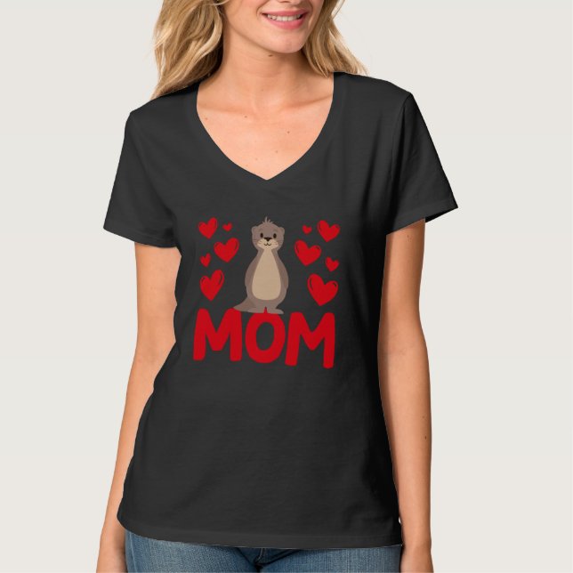 Happy Valentine's Day Sea Otter Mom Mothers Day Va T Shirt (Framsida)
