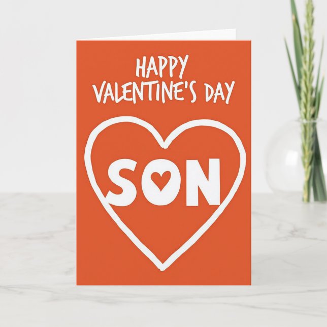 Happy Valentines Day Son Heart Card Kort (Framsida)