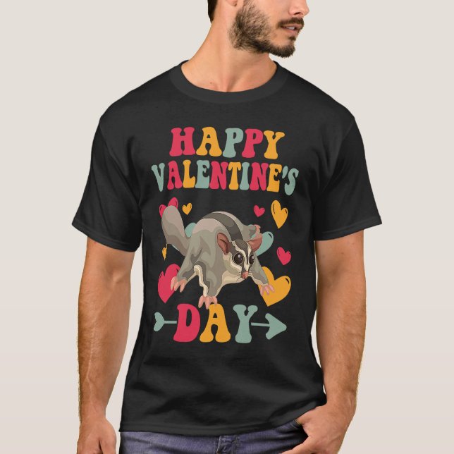 Happy Valentines Day Sugar Glider Heart Love Groov T Shirt (Framsida)