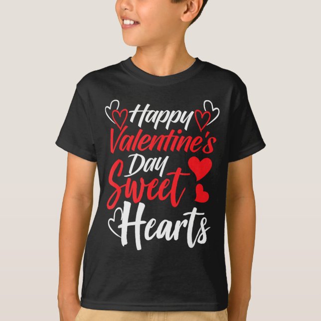 Happy Valentine's Day Sweet Hearts Couples Valenti T Shirt (Framsida)