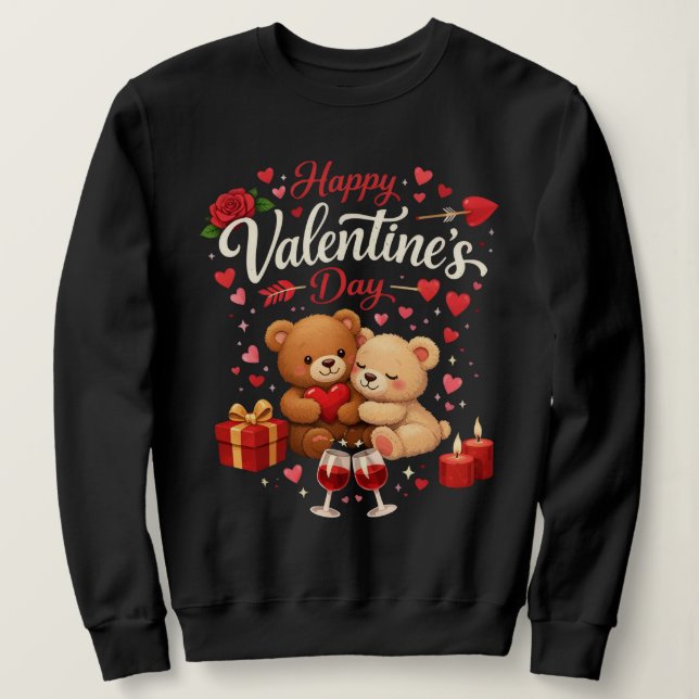 Happy Valentine's Day T-Shirt | Cute Bear Couple (Design framsida)