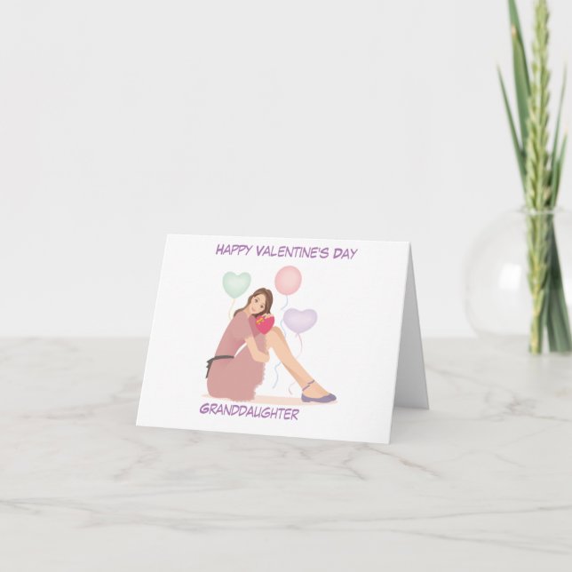 Happy Valentine's Day Teen Granddaughter Helgkort (Framsida)