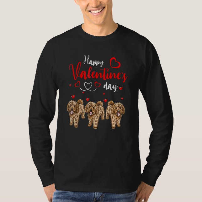 Happy Valentine's Day Three Cute Cockapoo Dogs Lov T Shirt (Framsida)