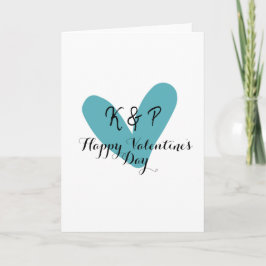 Happy Valentine's day turquoise heart name letter  Kort