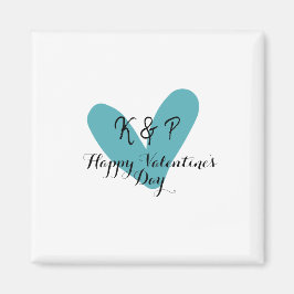 Happy Valentine's day turquoise heart name letter  Magnet