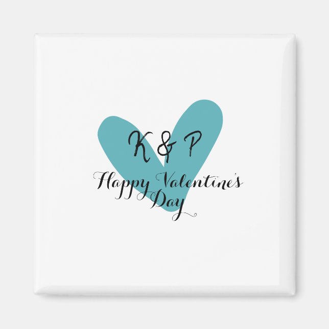 Happy Valentine's day turquoise heart name letter  Magnet (Framsidan)