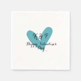 Happy Valentine's day turquoise heart name letter  Pappersservett
