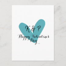 Happy Valentine's day turquoise heart name letter 