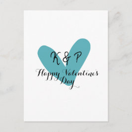 Happy Valentine's day turquoise heart name letter  Vykort
