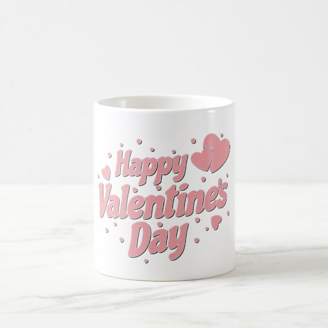 Happy Valentines Day Typography Kaffemugg (Center)