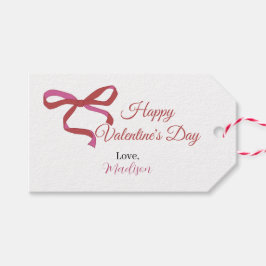 Happy Valentine's Day White Simple Ribbon Love Presentetikett