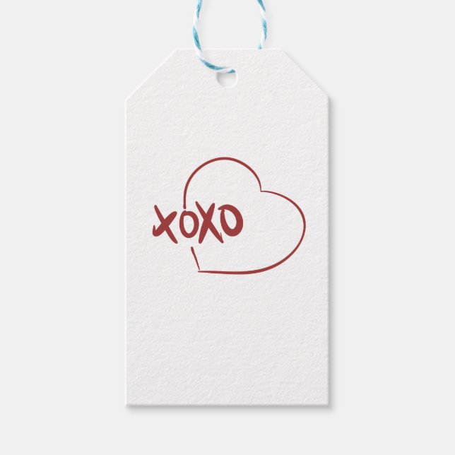 Happy Valentine's Day White Simple XOXO Love Presentetikett (Framsidan)