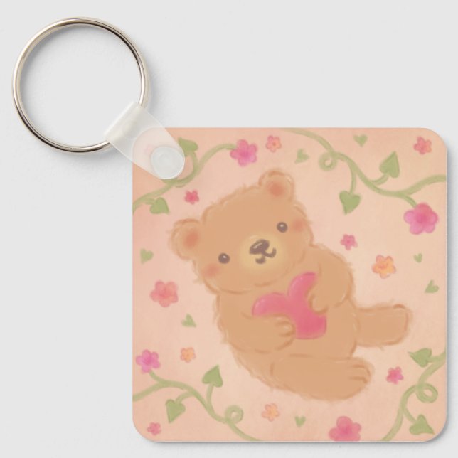 Happy Valentine's Day with Teddy Bear Nyckelring (Framsida)