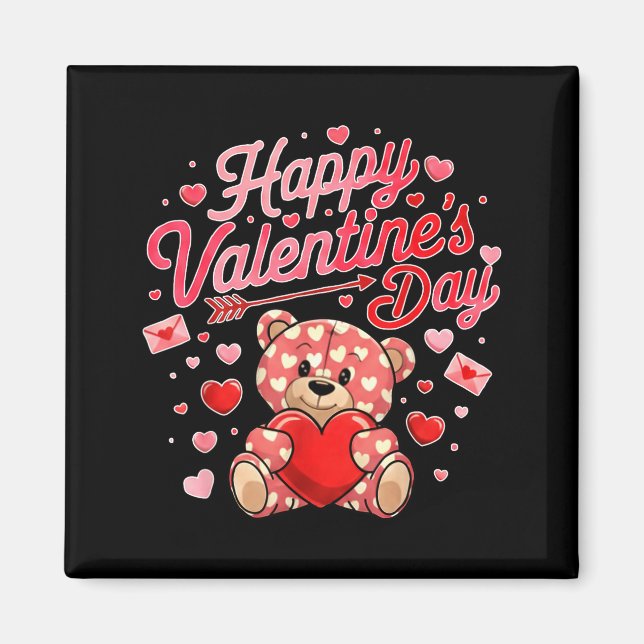 Happy Valentines Day Women Cute Bear Valentine Hea Magnet (Framsidan)