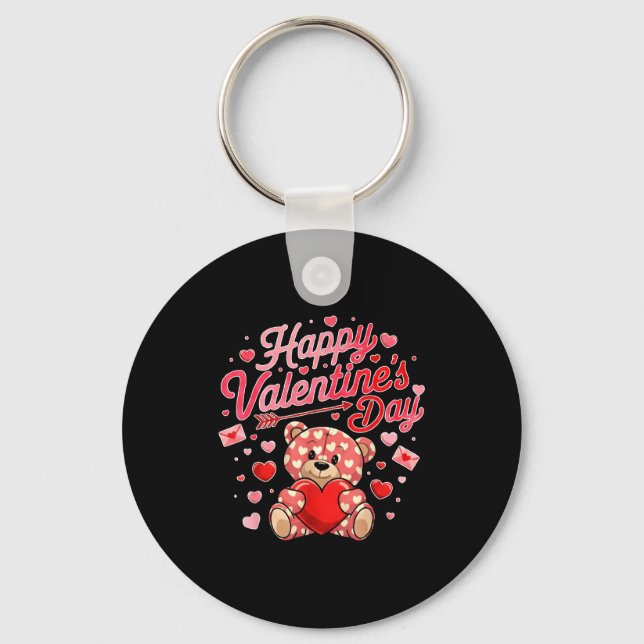 Happy Valentines Day Women Cute Bear Valentine Hea Nyckelring (Framsida)