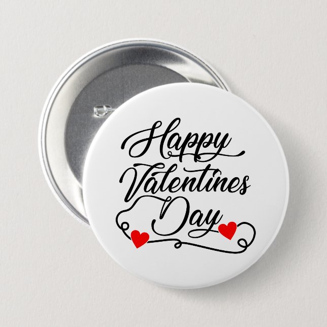 Happy Valentine's Day word art  Knapp (Framsida & baksida)