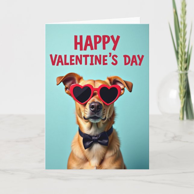 Happy Valentines Dog Card Kort (Framsida)