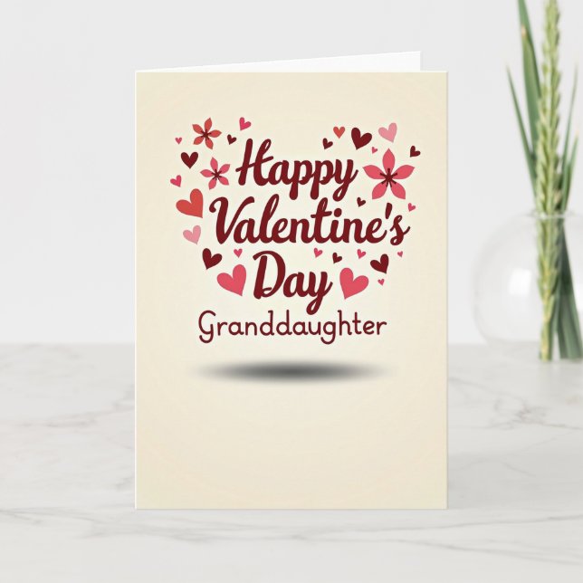 Happy Valentines Granddaughter Card Kort (Framsida)