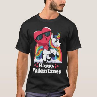 Happy Valentines Heart Unicorn T Shirt