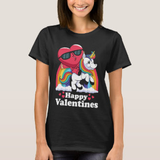 Happy Valentines Heart Unicorn T Shirt