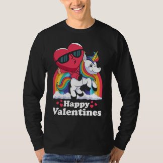 Happy Valentines Heart Unicorn T Shirt