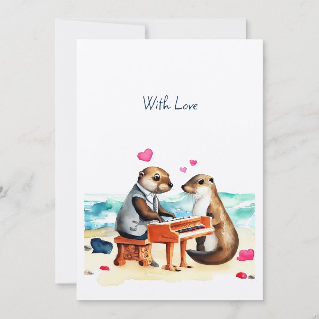 Happy Valentines Otter Julkort (Framsida)