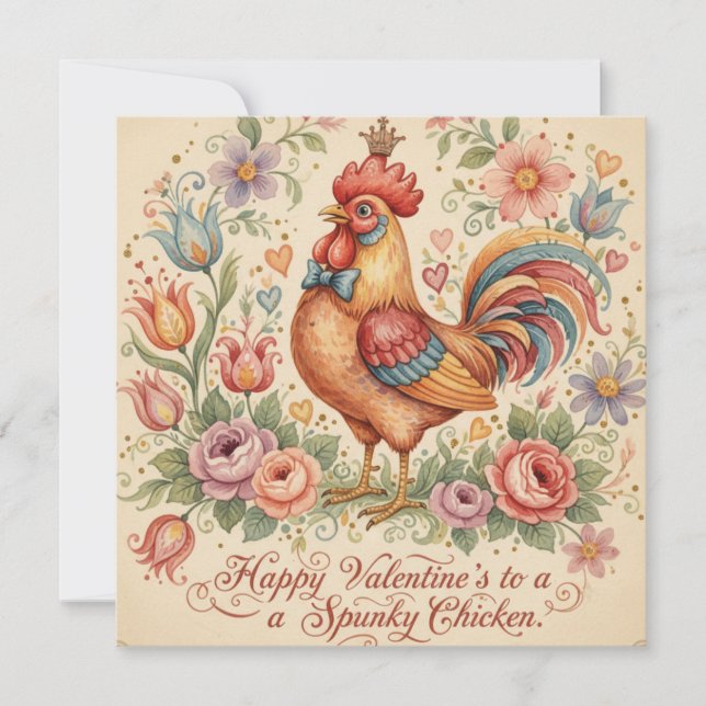 Happy Valentine's Spunky Chicken! Julkort (Framsida)