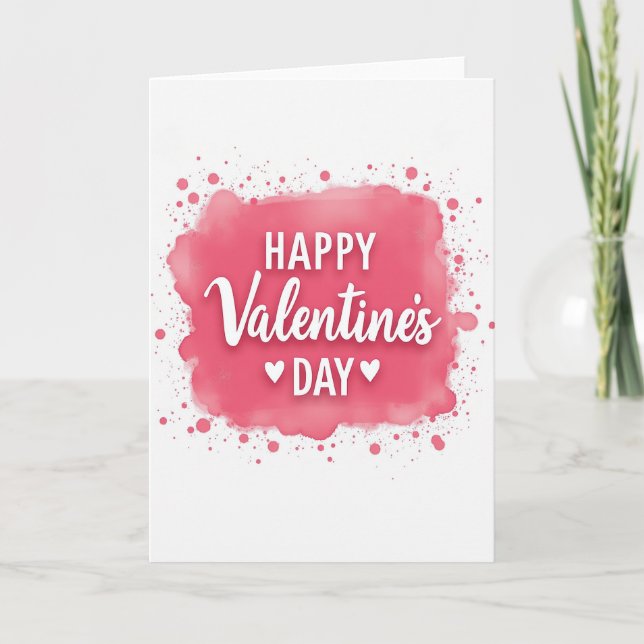 Happy Valentines Watercolor Splash Card Kort (Framsida)