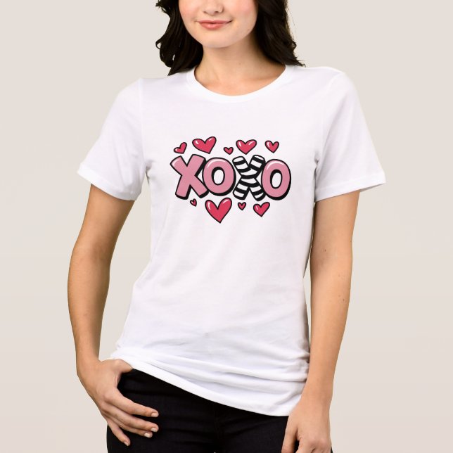 Happy valentine's xoxo white &red t shirt (Framsida)