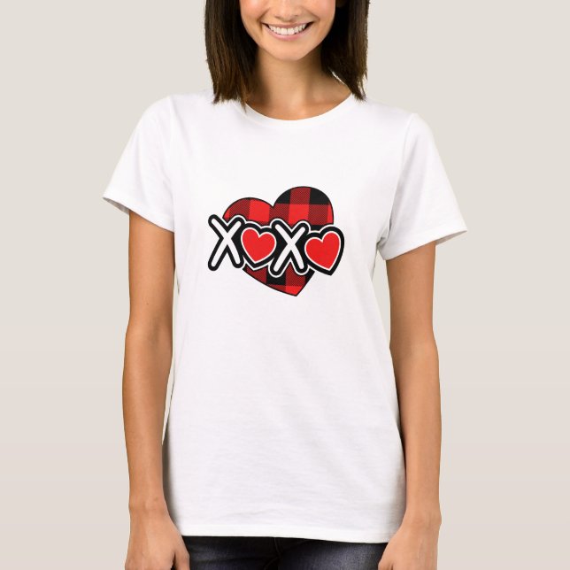 Happy valentine's xoxo white &red t shirt (Framsida)