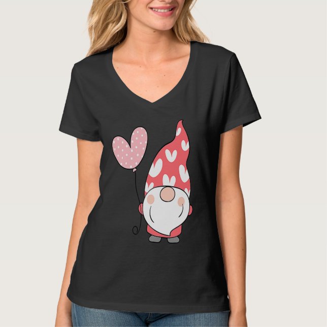 Happy Valentineu2019s Day Gnome Cute with Heart Ba T Shirt (Framsida)