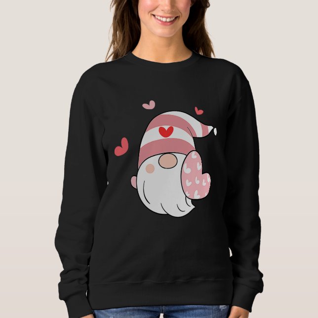 Happy Valentineu2019s Day Gnome with Pink Heart T Shirt (Framsida)