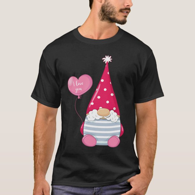 Happy Valentineu2019s Day Male Gnome with I Love Y T Shirt (Framsida)