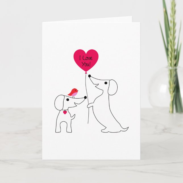 HAPPY VALENTINS DAG | I Kärlek You Dachshunds Kort (Framsida)