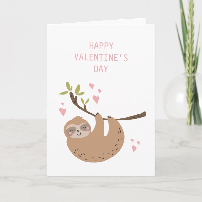 HAPPY VALENTINS DAG | Sweet Heart Sloth Helgkort (Framsida)