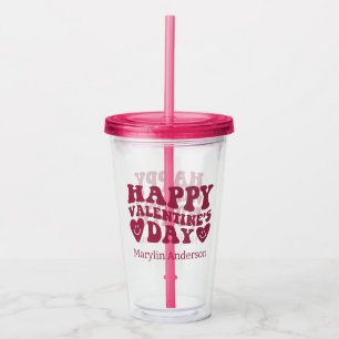 HAPPY VALENTINS DAGS ROSA GLITTER DRIP-ANPASSNINGS TAKE AWAY MUGG