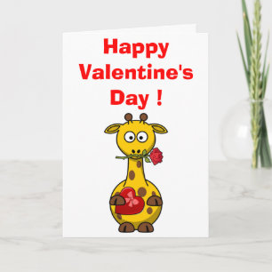 "HAPPY VALENTINS DAY" GIRAFFE HELGKORT