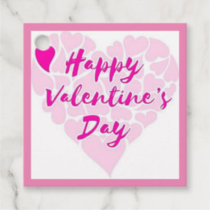 "HAPPY VALENTINS DAY" HJÄRTA GÅVOR ETIKETTER