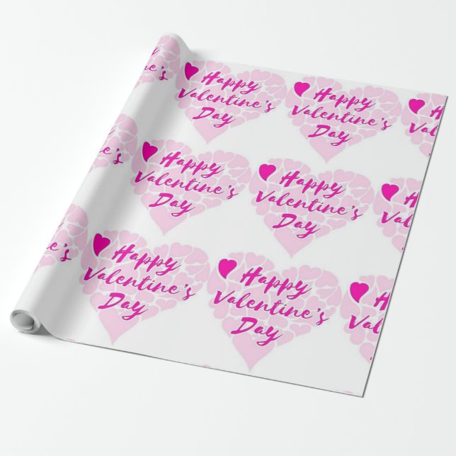 "HAPPY VALENTINS DAY" HJÄRTA PRESENTPAPPER (Utrullad)